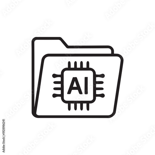 Artificial Intelligence Folder Icon with Microchip Symbol