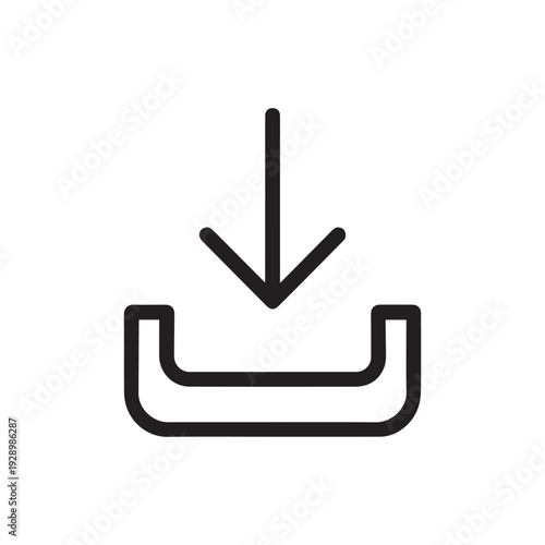 Minimalist Download Icon Line Art – Digital Data Transfer Symbol