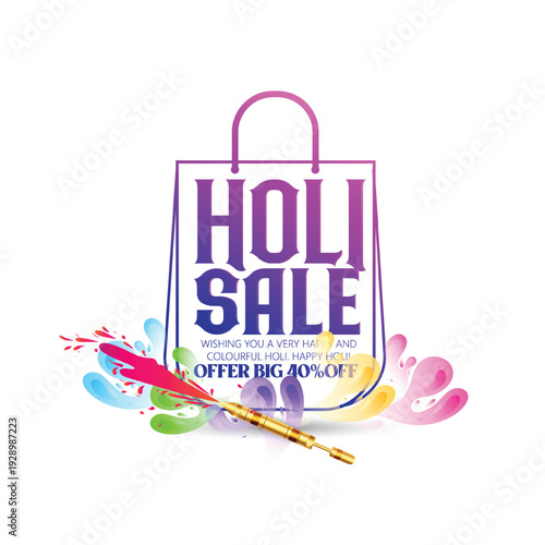 Holi celebration illustration of colorful Holi banner, poster indian Festival of Colours with hindi text holi hai
