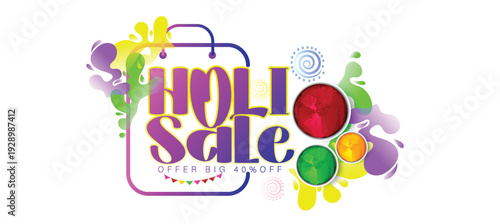 Holi celebration illustration of colorful Holi banner, poster indian Festival of Colours with hindi text holi hai