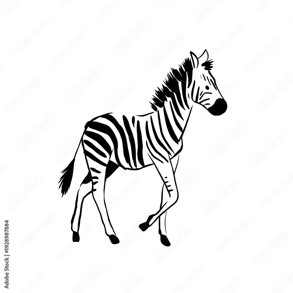 Fototapeta premium Zebra. Zebra simple black and white line art vector logo
