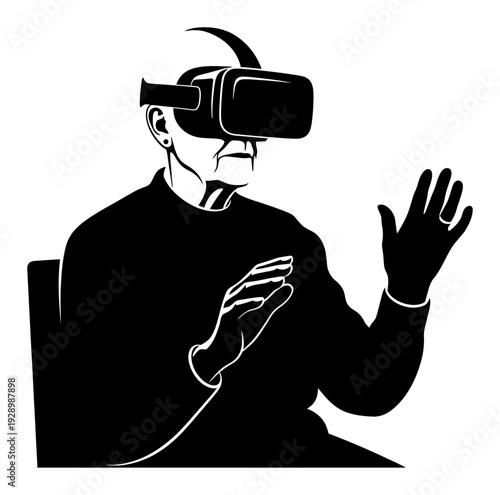 Senior VR Memory Training - Cognitive Health Gaming Vector