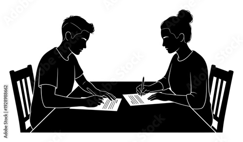 LGBTQ+ Adoption - Diverse Couple Signing Papers - Vector