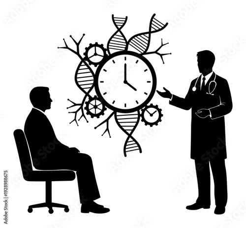 Epigenetic Clock Consultation - Doctor & Patient Vector