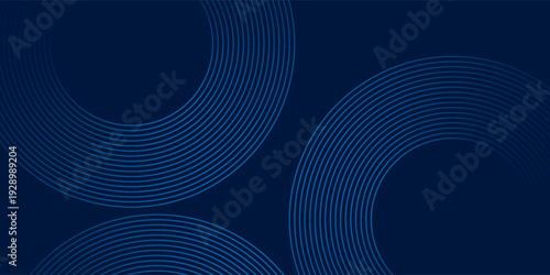 Dark blue abstract background with smooth concentric line waves and soft gradient lighting, creating a modern and elegant look for technology and corporate design projects.