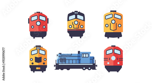 Diesel Locomotive colorful shape vector illustration