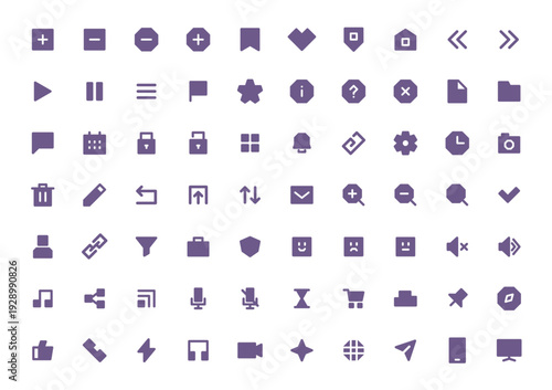 シンプルなソリッドUIアイコンセット 70種類 ベクター素材