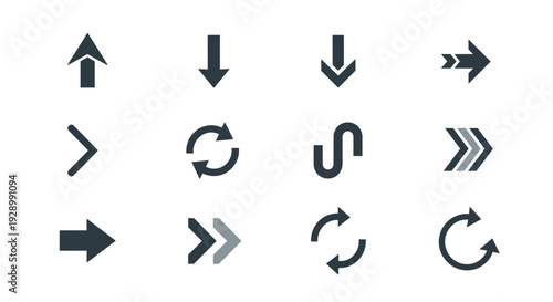Collection of blue circular arrow icons for refresh rotate and replay directions.