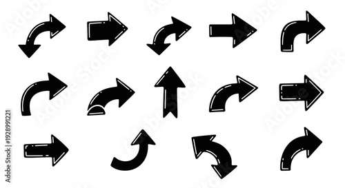 Wallpaper Mural Collection of black curved arrows showing multiple directions and orientations. Torontodigital.ca