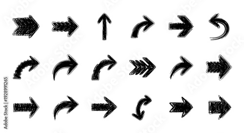 Wallpaper Mural Collection of black directional arrows in varied styles and orientations. Torontodigital.ca