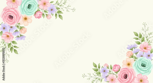 Pastel Colored Floral Corner Ornaments.