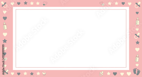 Pink Frame with Heart Decoration Border.
