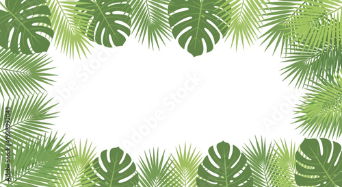Tropical Leaves Border Frame Illustration.