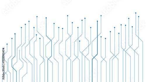 Abstract Blue Circuit Board Lines Technology Background, Minimal Digital Connection Network, Futuristic Data Flow Interface, AI Computing System, High Tech Communication Grid Design