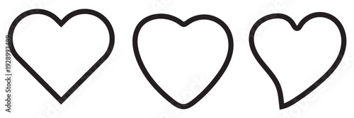 Heart Shape Variations Vector – Filled and Outline Love Icons