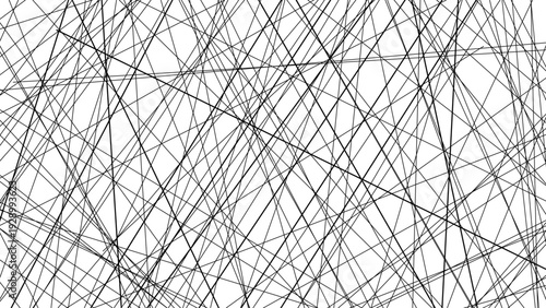 Abstract black crisscross line background on white, chaotic intersecting linear pattern, minimalist geometric texture for modern design, posters, wallpapers and creative branding	
