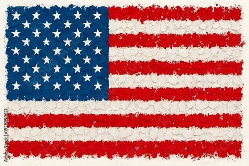 United States National Flag with Grunge Texture — Distressed Artistic Design Symbolizing Patriotism, Heritage, and American Identity