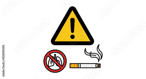 Warning signs against smoking and secondhand smoke exposure in public areas with no smoking symbol