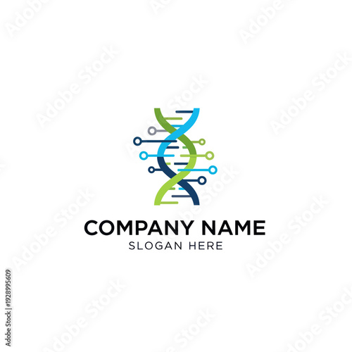 DNA Double Helix Molecular Structure Logo Design.