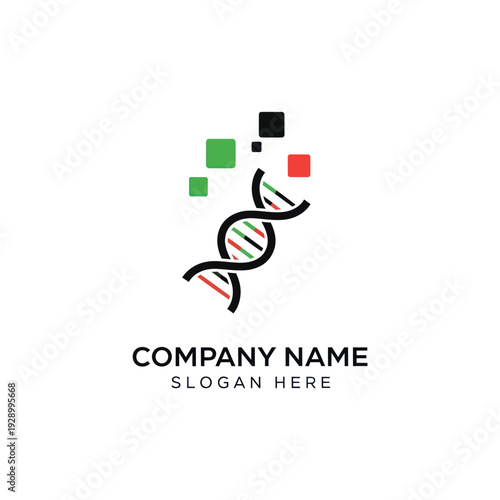 DNA Double Helix Logo Design Template.