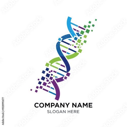 Colorful DNA Double Helix Structure Logo Design.