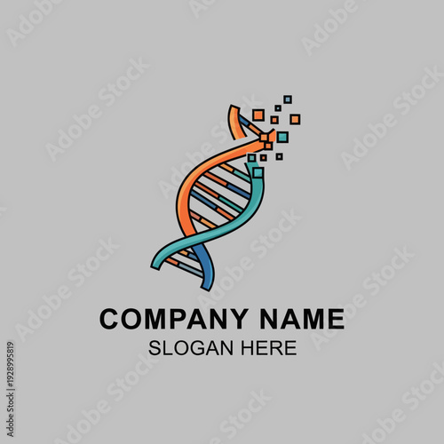 Colorful DNA Double Helix Logo Design.