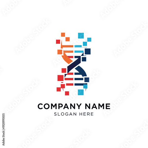 DNA Double Helix Logo Design Template.