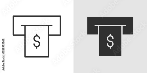 Withdrawal Icon representing cash withdrawal, fund transfer, banking transactions, and removal of money from an account.