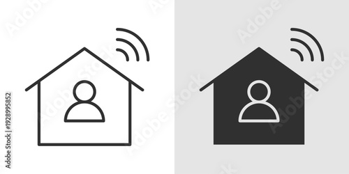 Work From Home Icon representing remote work, home office setup, and digital productivity. Stroke, filled, and colored vector illustration.