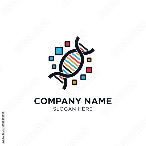 DNA Helix Logo Design Template Placeholder.