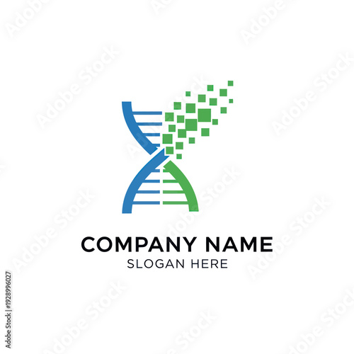 DNA Double Helix Logo Design Template.
