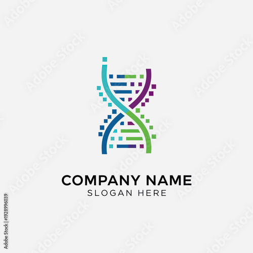 DNA Double Helix Logo Design Template.