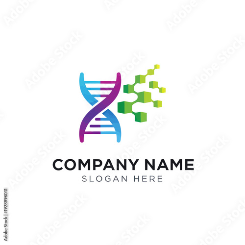 DNA Double Helix Logo Template Design.