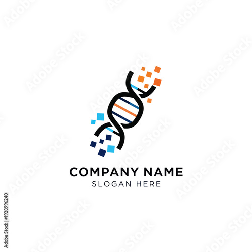 DNA Double Helix Logo Design Template.