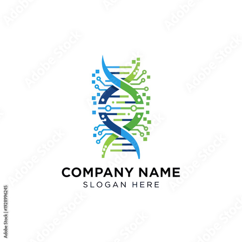 DNA Double Helix Logo Design Template.