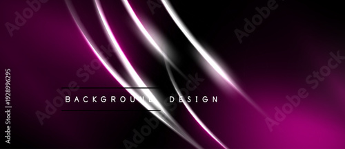 Abstract background features flowing magenta, white lines. Dark shades create dynamic, modern visual effect. Simple text overlay present.