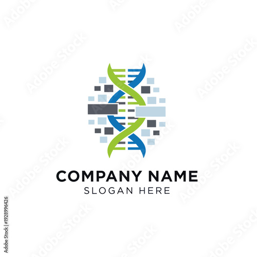 DNA Double Helix Structure Logo Design.