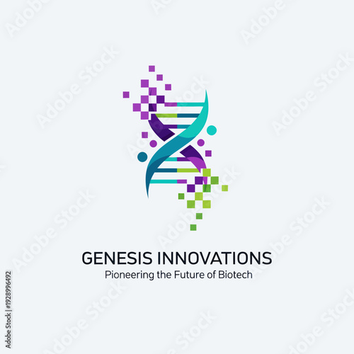 Colorful DNA Double Helix Structure Logo Design.