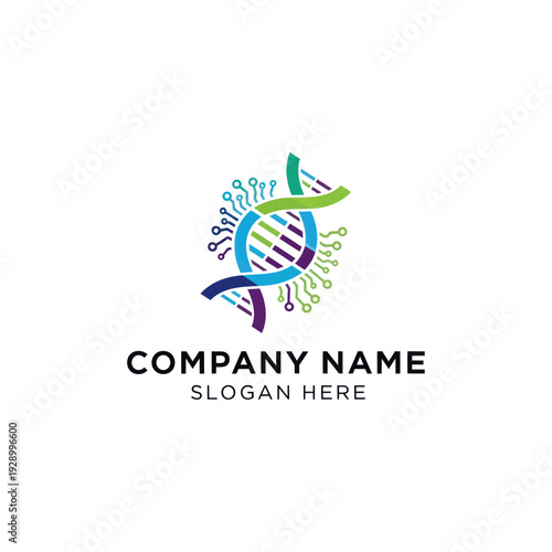 DNA Double Helix Logo Design Template.