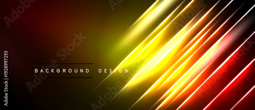 Abstract background features vibrant diagonal lines. Colors transition from deep red to bright yellow, creating dynamic visual effect. Text reads background design.