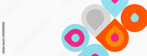 Abstract colorful circles overlap, creating dynamic visual composition. Bright hues contrast against white background. Modern design elements present.