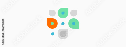 Colorful abstract shapes present. Rounded forms, varying sizes, light background. Minimalist design, simple illustration.