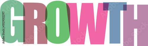 Large overlapping letters in vibrant pastel colors spell out GROWTH on a Colorful text effect