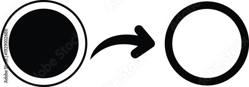Black circle transforms into white circle with arrow