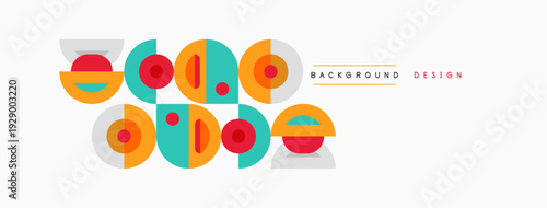 Wallpaper Mural Abstract geometric shapes, circles, rectangles, pastel colors. Minimalist design, background element, simple composition. Torontodigital.ca