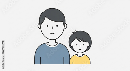 Smiling father and son standing together in casual wear happy family moment illustration