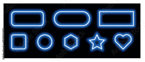 Brightly colored neon rectangle frames cyan and magenta isolated on a black background Artwork