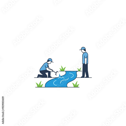 Man Inspecting Water Quality with Colleague.