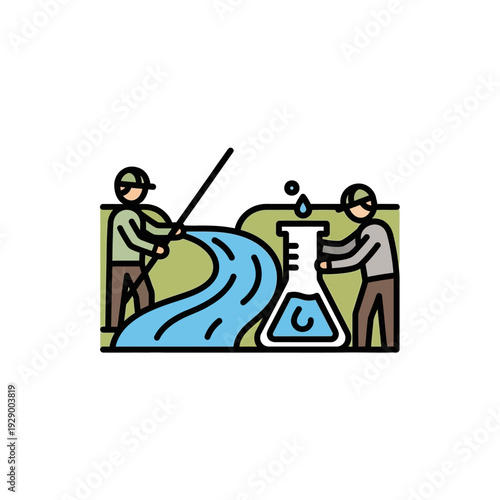 Scientists Collecting Water Sample from River.