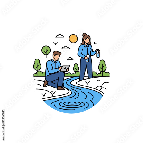 Man and Woman Examining Water Quality.